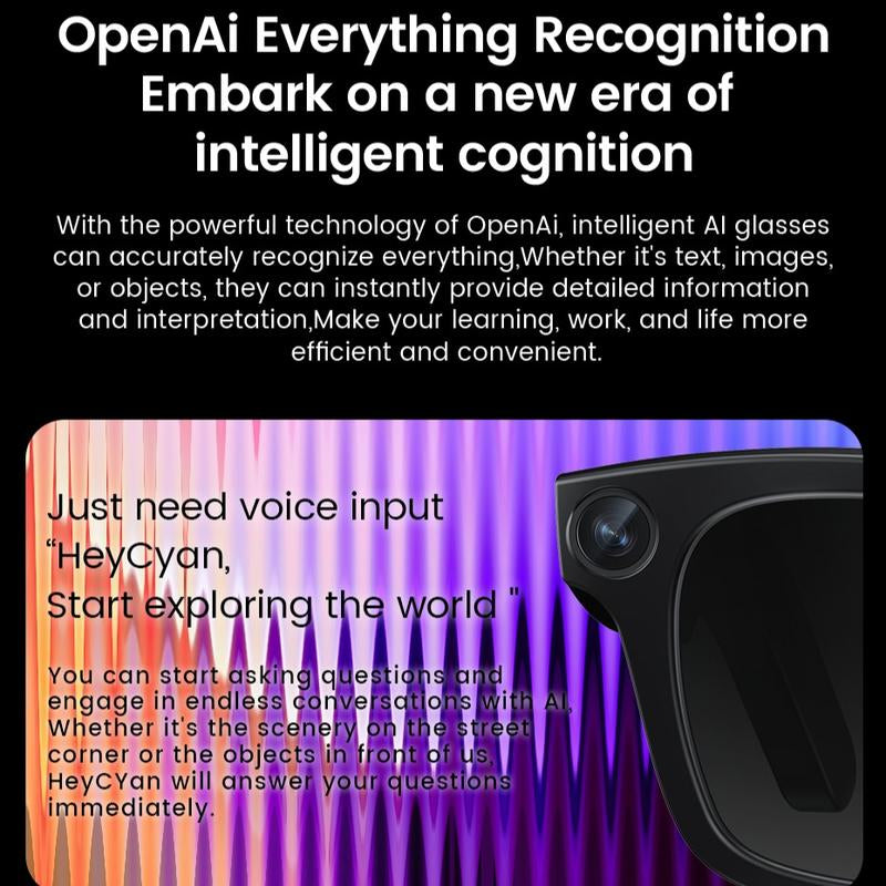 Evomi Touch-Control Smart Glasses with 800W HD Camera, Bluetooth Voice Communication, Dual Lenses, Surround Sound, and Smart Polarized Lenses for Daily Activities, Wearable Device in Black