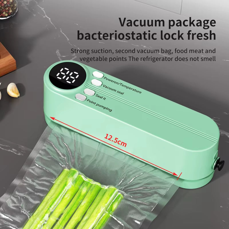 Compact Automatic Wireless Vacuum Sealer - Portable Food Packaging Solution for Home Use