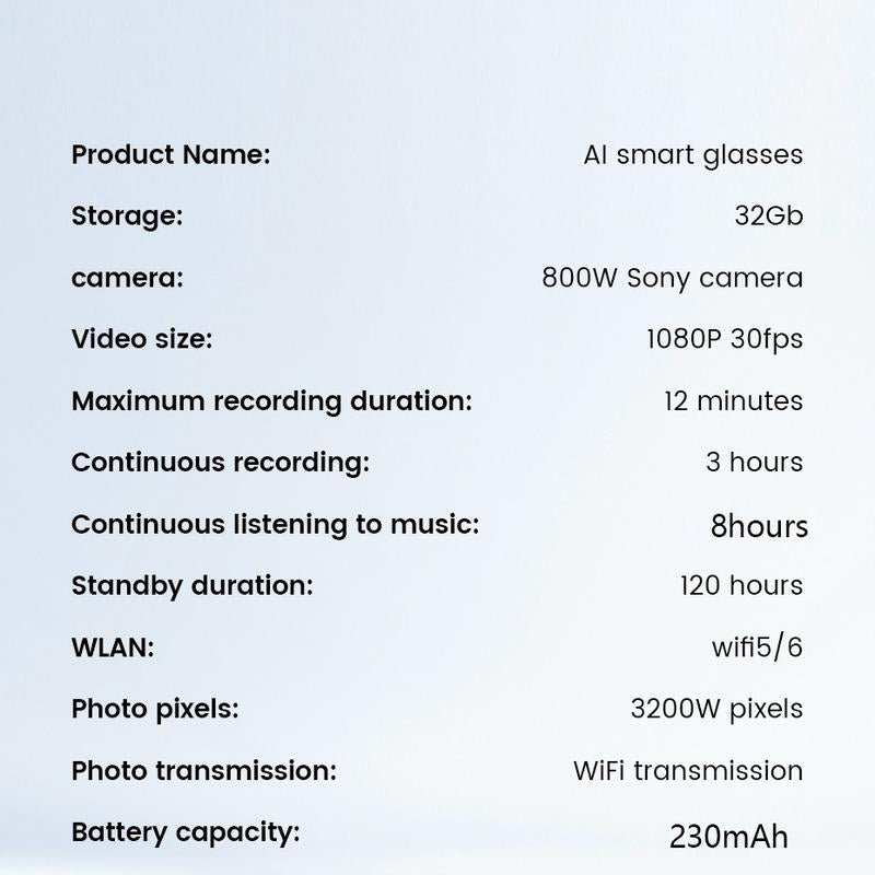 Evomi Touch-Control Smart Glasses with 800W HD Camera, Bluetooth Voice Communication, Dual Lenses, Surround Sound, and Smart Polarized Lenses for Daily Activities, Wearable Device in Black