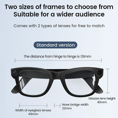 Evomi Touch-Control Smart Glasses with 800W HD Camera, Bluetooth Voice Communication, Dual Lenses, Surround Sound, and Smart Polarized Lenses for Daily Activities, Wearable Device in Black