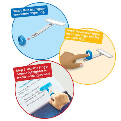 Hand2Mind Fingerfocus Highlighter, Guided Reading Strips, Reading Pointers for Kids, Dyslexia Tools for Kids, ADHD Tools, Special Education School Supplies, Teacher Classroom Must Haves (1 Pack)