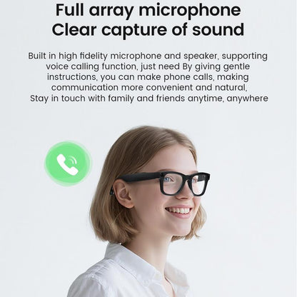 Evomi Touch-Control Smart Glasses with 800W HD Camera, Bluetooth Voice Communication, Dual Lenses, Surround Sound, and Smart Polarized Lenses for Daily Activities, Wearable Device in Black