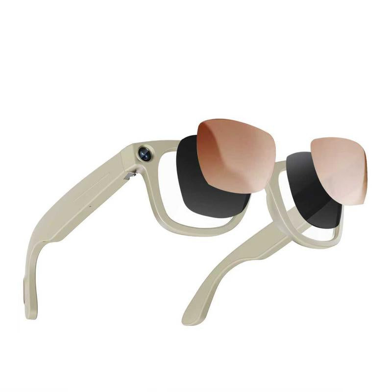 Evomi Touch-Control Smart Glasses with 800W HD Camera, Bluetooth Voice Communication, Dual Lenses, Surround Sound, and Smart Polarized Lenses for Daily Activities, Wearable Device in Black