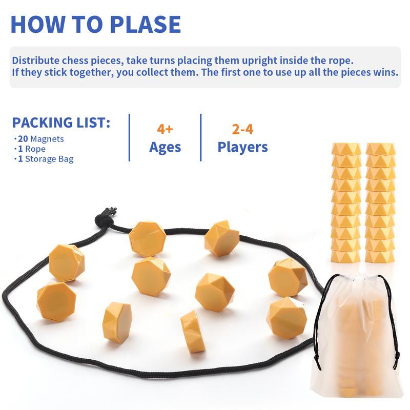 Upgraded Magnetic Chess Board Game Set, Includes 20 Magnets, Travel Bag, Adjustment Rope, Strategy Games for Kids and Adults Party Games for All Ages | Viral Tiktok Game for 2 Players