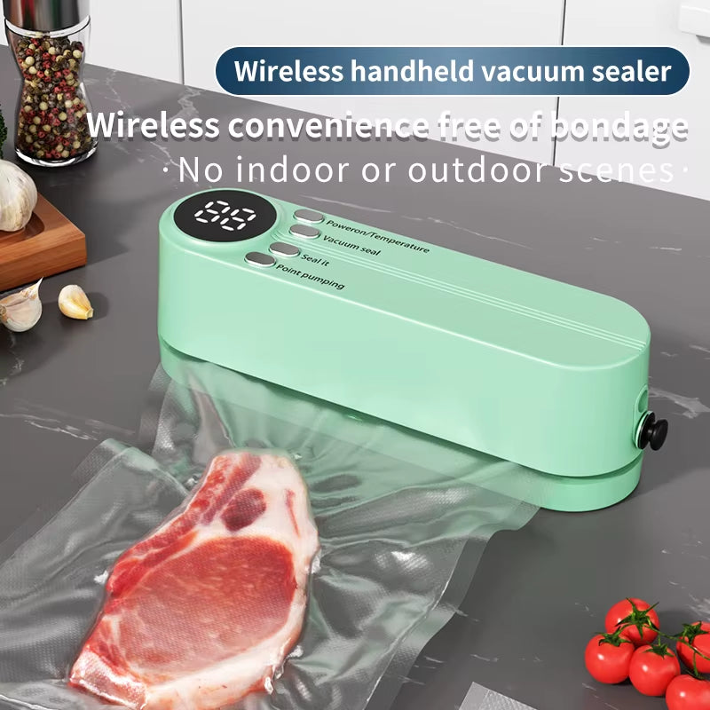 Compact Automatic Wireless Vacuum Sealer - Portable Food Packaging Solution for Home Use