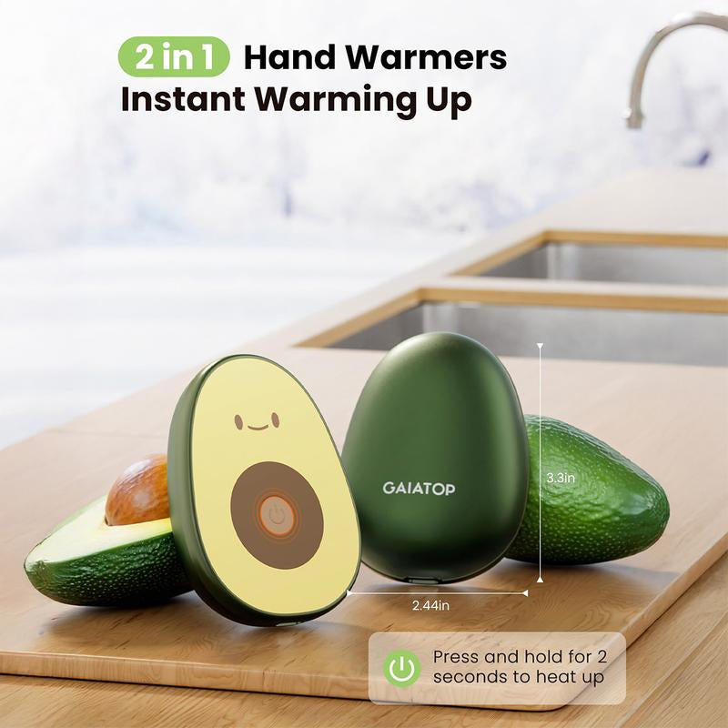 Tiktok Shop Black Friday | GAIATOP Limited-Edition Avocado Hand Warmers 2-Pack Adorable & Unique Design, 13H Long-Lasting Warmth,3 Heat Settings Rechargeable, Long-Lasting Warmth. Christmas Gift Best Stocking Stuffer.