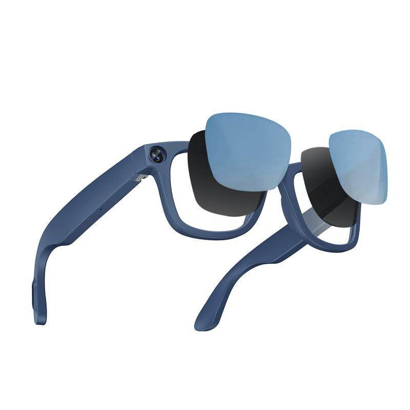 Evomi Touch-Control Smart Glasses with 800W HD Camera, Bluetooth Voice Communication, Dual Lenses, Surround Sound, and Smart Polarized Lenses for Daily Activities, Wearable Device in Black