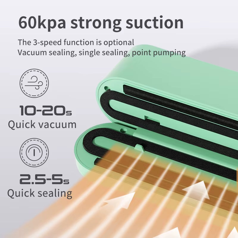 Compact Automatic Wireless Vacuum Sealer - Portable Food Packaging Solution for Home Use