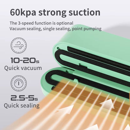 Compact Automatic Wireless Vacuum Sealer - Portable Food Packaging Solution for Home Use